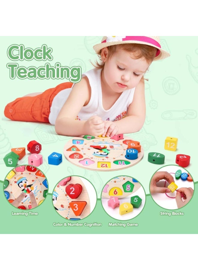 Montessori Toys for 1 2 Year Old Boys Girls, 5 In 1 Kids Wooden Toys Toddler Toys Includes Stacking Sorting Xylophone Bead Maze Baby Boy 3-6 Year,Preschool Educational Toy Gifts - Image 3